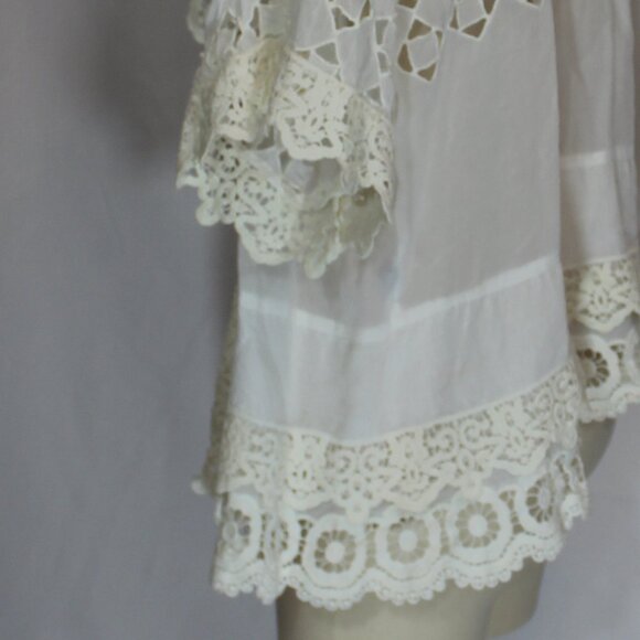 Johnny Was White Eyelet Crochet Cupra Ultra Light Jacket Topper Sz Small - Picture 9 of 9